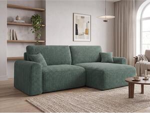 Rozkladacia obojstranná sedacia súprava do L NORDEN TILIA 250x140 cm, zelená