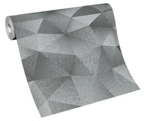 Vliesové tapety na stenu GMK 10216-10, rozmer 10,05 m x 0,53 m, diamanty 3D strieborno sivé, Erismann