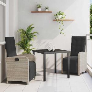 Maison Exclusive – Záhradná jedálenská súprava, 3 kusy, svetlosivý polyratan