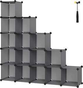SONGMICS Sada 15 ks úložných boxů Fary 30x30 cm šédá