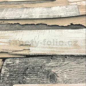 Vliesové tapety na stenu Wanderlust WL1002, rozmer 10,05 m x 0,53 m, 3D drevený obklad hnedý, Grandeco