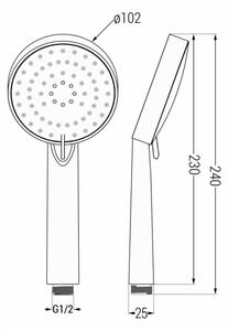 Ručná sprcha 3-funkčná MEXEN R-75 chróm/biela