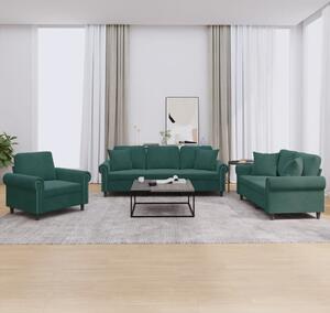 Maison Exclusive – 3-dielna sedacia súprava s vankúšmi, tmavozelený zamat