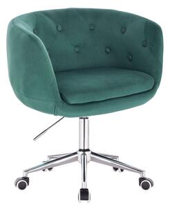 LuxuryForm DESIGN Kreslo MONTANA VELUR na striebornej podstave s kolieskami - zelené