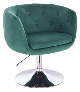 LuxuryForm DESIGN Kreslo MONTANA VELUR na striebornom tanieri - zelené