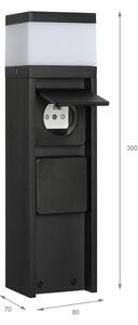 Vonkajšia lampa VESPER s 2 zásuvkami, 1xG9/5W/230V, IP44, 30 cm, čierna