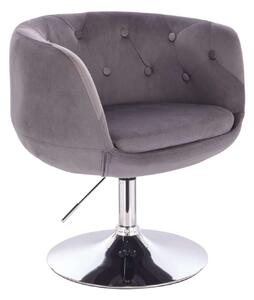 LuxuryForm DESIGN Kreslo MONTANA VELUR na striebornom tanieri - šedé