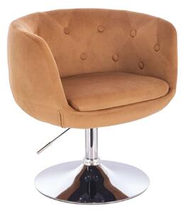 LuxuryForm DESIGN Kreslo MONTANA VELUR na striebornom tanieri - hnedé