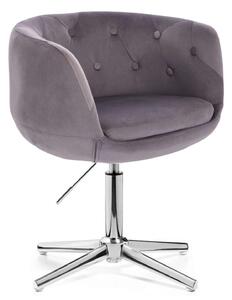 LuxuryForm DESIGN Kreslo MONTANA VELUR na striebornom kríži - šedé