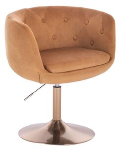 LuxuryForm DESIGN Kreslo MONTANA VELUR na zlatom tanieri - hnedé