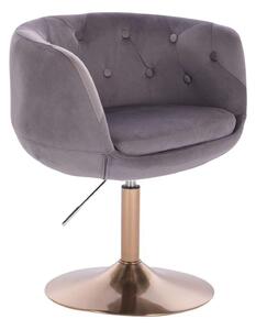 LuxuryForm DESIGN Kreslo MONTANA VELUR na zlatom tanieri - šedé