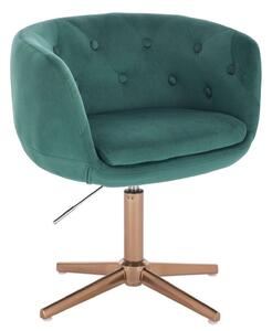 LuxuryForm DESIGN Kreslo MONTANA VELUR na zlatom kríži - zelené
