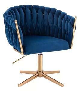 LuxuryForm DESIGN Kreslo NORDEN VELUR na zlatom kríži - modré