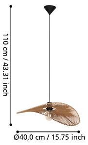 Eglo 31991 - Závesné svietidlo SIRUELA 1xE27/42W/230V 56 cm hnedá/čierna