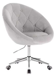 LuxuryForm DESIGN Kreslo VERA VELUR na striebornej podstave s kolieskami - svetlo šedé