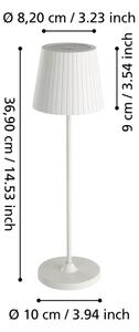 Eglo 75793 - LED stmievateľná vonkajšia stolová lampa CABOZO LED/3,8W/5V 2000 mAh IP44 biela