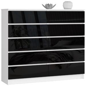 Ak furniture Komoda Kuba 140 cm 10 zásuviek biela/čierna