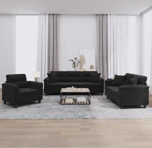 Maison Exclusive – 3-dielna sedacia súprava s vankúšmi, čierna mikrovlákna