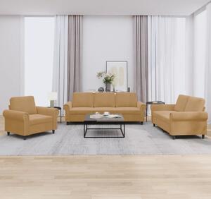 Maison Exclusive – 3-dielna sedacia súprava s vankúšmi, hnedý zamat
