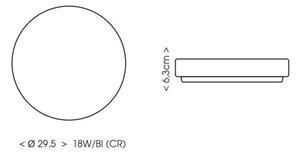 Ecolite W3090-18W/BI-LED Kúpeľňové stropné svietidlo LIRA LED/18W/230V IP44 biela