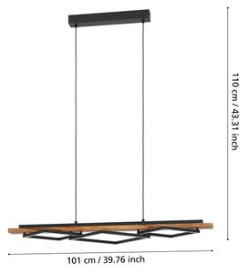 Eglo 901933 - LED stropný luster na lankách BOYAL 2xLED/13W/230V+ LED/16W čierna/hnedá