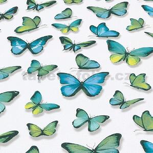 Papierové tapety na stenu Papillon 30000-18, rozmer 10,05 m x 0,53 cm, motýle modro-zelené, Erismann