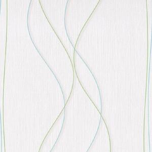 Papierové tapety na stenu Papillon 30001-08, rozmer 10,05 m x 0,53 cm, vlnovky s pruhmi modro-zelené, Erismann