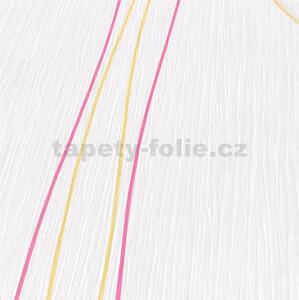 Papierové tapety na stenu Papillon 30001-03, rozmer 10,05 m x 0,53 cm, vlnovky s pruhmi ružovo-oranžové, Erismann
