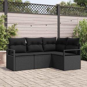 Maison Exclusive – Sedacia súprava, 4 kusy, čierna [syntetický materiál]: Polyratan