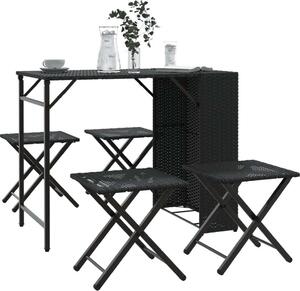 Maison Exclusive – 5-dielna záhradná jedálenská súprava, skladateľná, čierna, polyratan