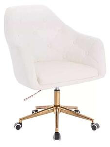 LuxuryForm DESIGN Kreslo ANDORA na zlatej podstave s kolieskami - biele