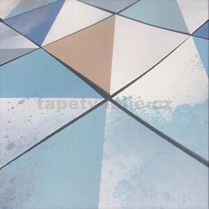 Vliesové tapety na stenu Pop M46701, trojuholníky modro-hnedé, rozmer 10,05 m x 0,53 m, UGEPA