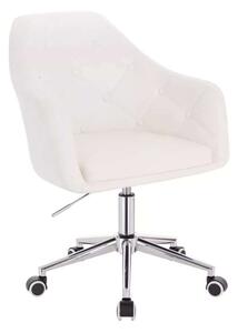 LuxuryForm DESIGN Kreslo ANDORA na striebornej podstave s kolieskami - biele