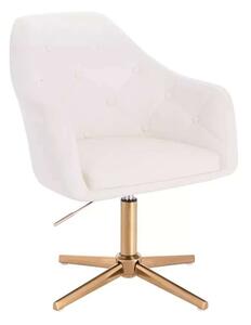 LuxuryForm DESIGN Kreslo ANDORA na zlatom kríži - biele