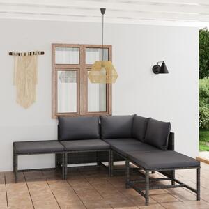 Maison Exclusive – 6-dielna záhradná súprava s vankúšmi Poly Rattan Grey