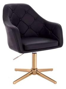 LuxuryForm DESIGN Kreslo ANDORA na zlatom kríži - čierne