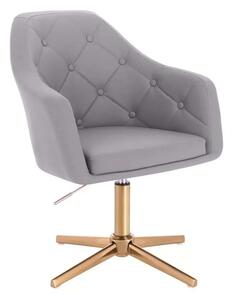 LuxuryForm DESIGN Kreslo ANDORA na zlatom kríži - šedé