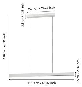 Eglo 901833 - LED RGBW stmievateľný luster na lanku BOLOGNANO-Z LED/19W/230V sivá