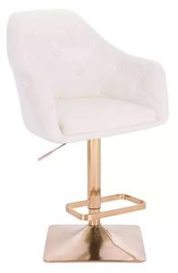 LuxuryForm DESIGN Barová stolička ANDORA na zlatej hranatej podstave - biela