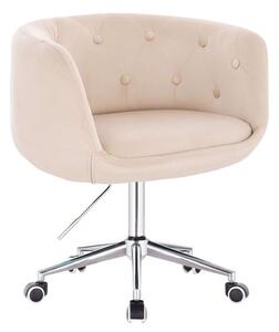 LuxuryForm DESIGN Kreslo MONTANA VELUR na striebornej podstave s kolieskami - krémové