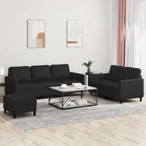 Maison Exclusive – 3-dielna sedacia súprava s vankúšmi, čierna umelá koža