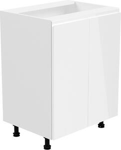 Kondela Dolná kuchynská skrinka Aurora D602F - biela / biely lesk