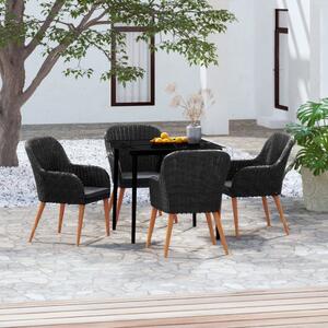 Maison Exclusive – 5-dielna záhradná jedálenská súprava s vankúšmi, čierna