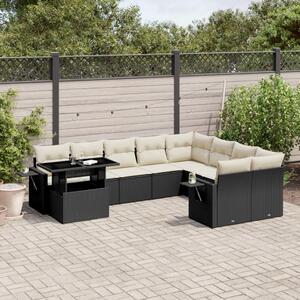 Maison Exclusive - 10-dielna záhradná sedacia súprava s vankúšmi polyratan čierna