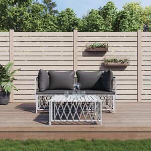 Maison Exclusive – 3-dielna záhradná súprava s vankúšmi, biela oceľ