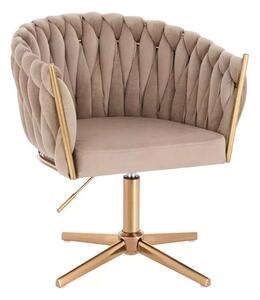 LuxuryForm DESIGN Kreslo NORDEN VELUR na zlatom kríži - latte