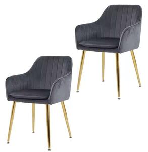 LuxuryForm DESIGN Stolička AUSTIN VELUR - SET - tmavo šedá
