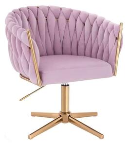 LuxuryForm DESIGN Kreslo NORDEN VELUR na zlatom kríži - levanduľa