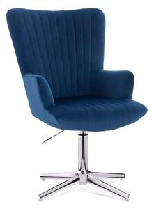 LuxuryForm DESIGN Kreslo AMADEO VELUR na striebornom kríži - modré