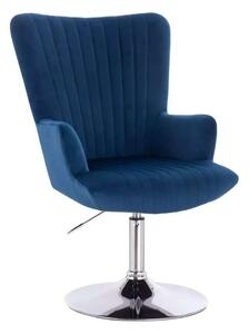LuxuryForm DESIGN Kreslo AMADEO VELUR na striebornom tanieri - modré
